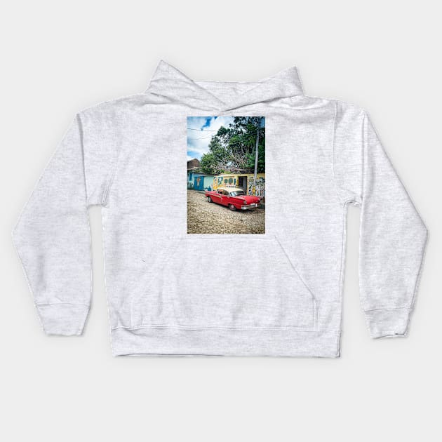 American car from the 50's in Trinidad, Cuba Kids Hoodie by connyM-Sweden